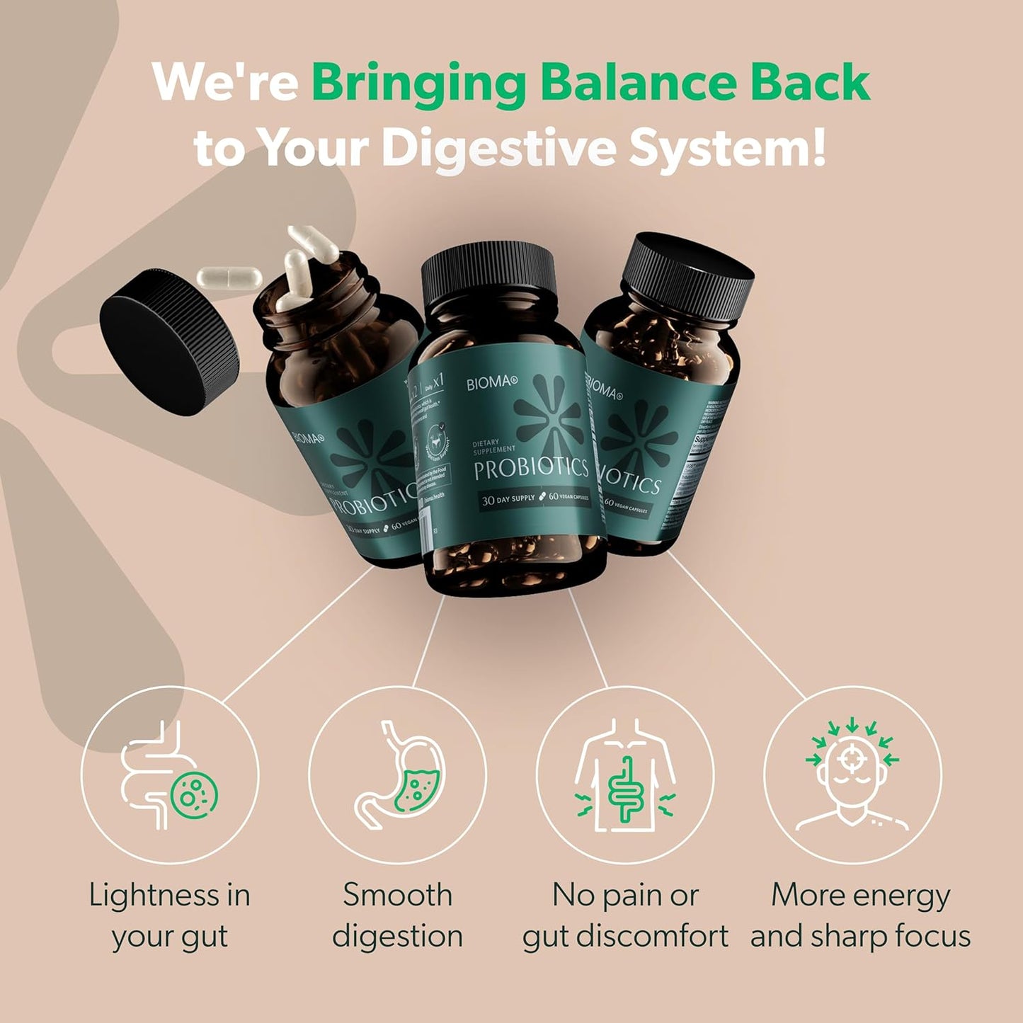 BIOMA Probiotics Digestive Health Probiotic - Gut Support for Men & Women